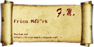 Frics Márk névjegykártya